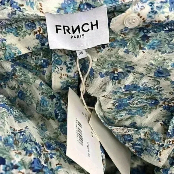 Donations 2025. NWT Olga Floral Print Cotton Ruffle Top FRNCH Paris XS - Picture 5 of 7